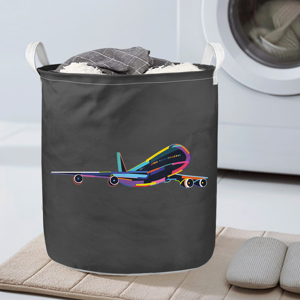 Multicolor Airplane Designed Laundry Baskets