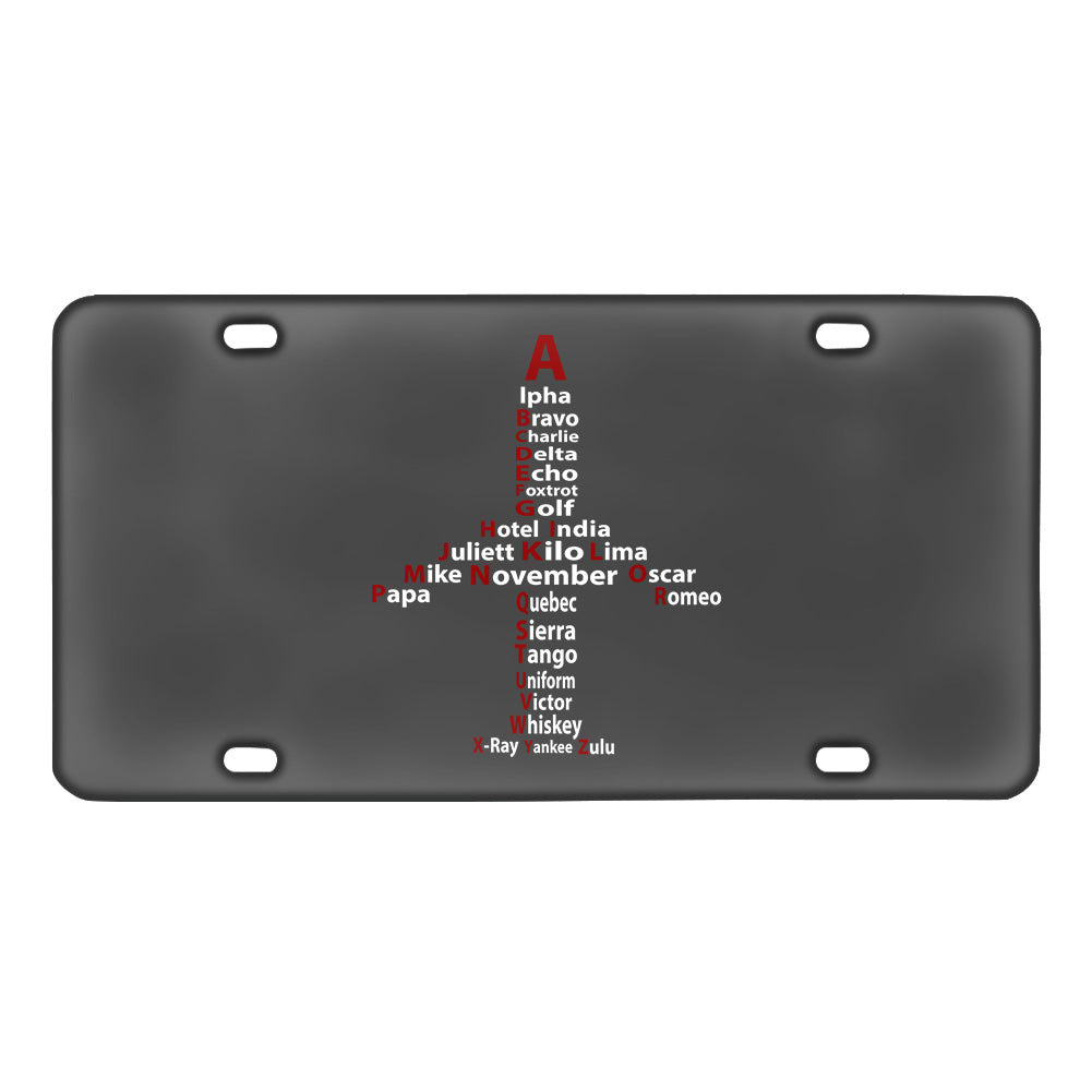 Airplane Shape Aviation Alphabet Designed Metal (License) Plates