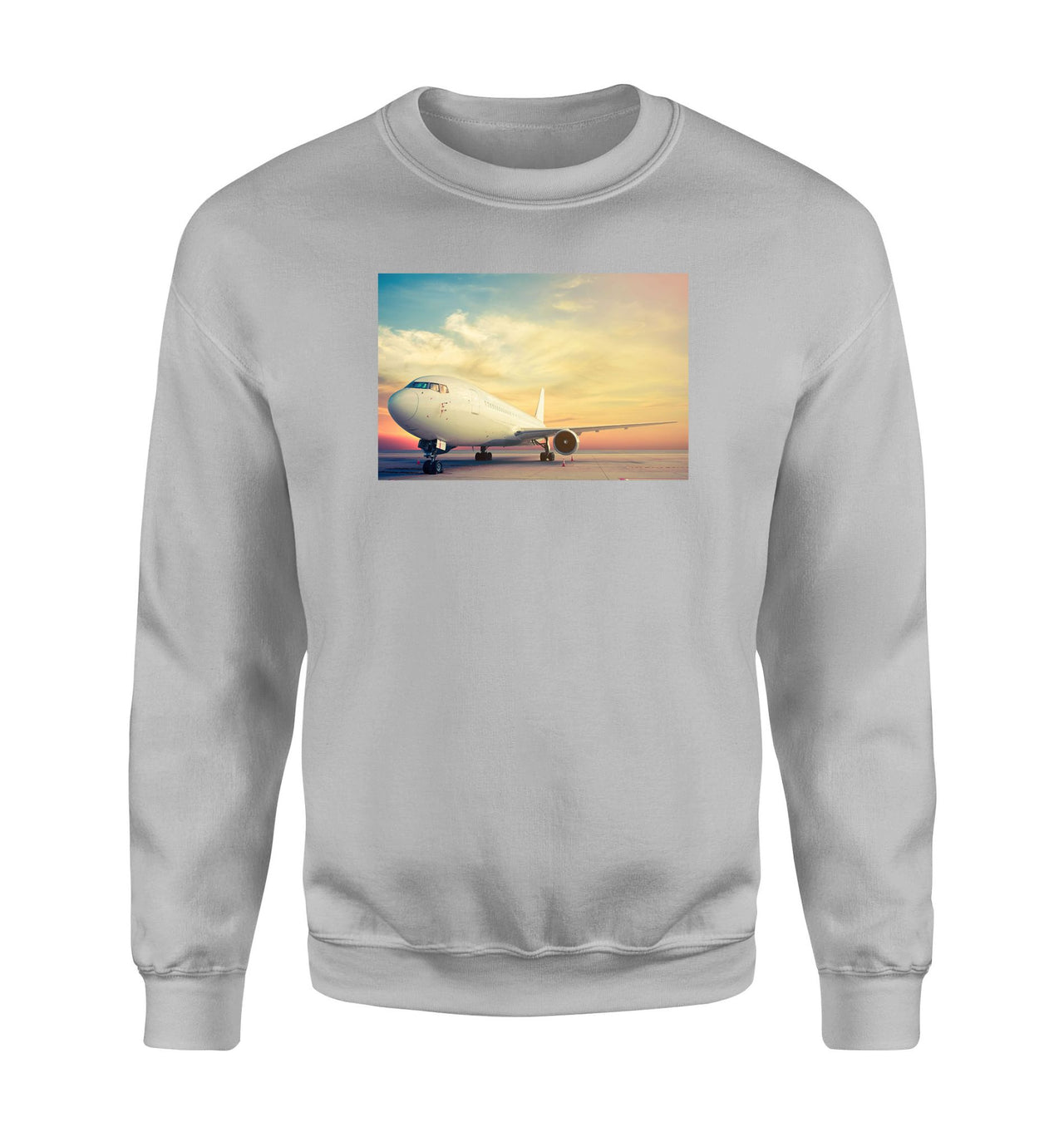 Parked Aircraft During Sunset Designed Sweatshirts