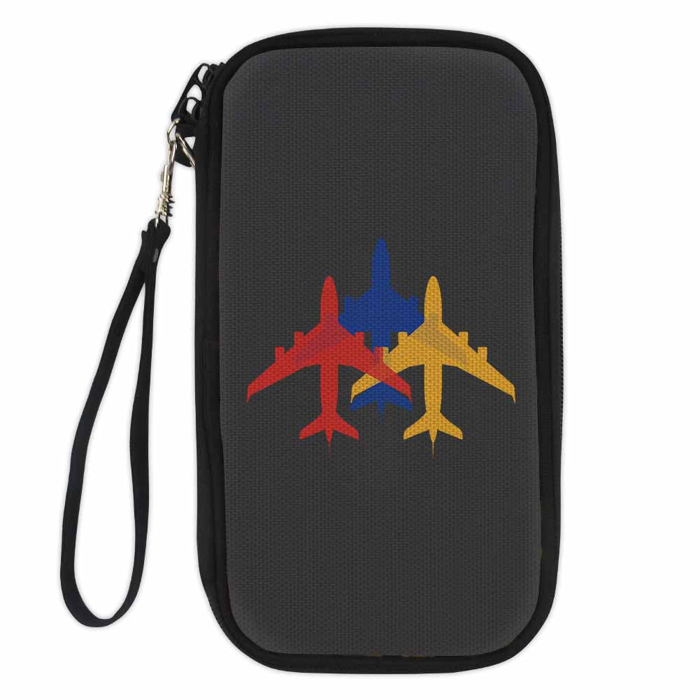 Colourful 3 Airplanes Designed Travel Cases & Wallets