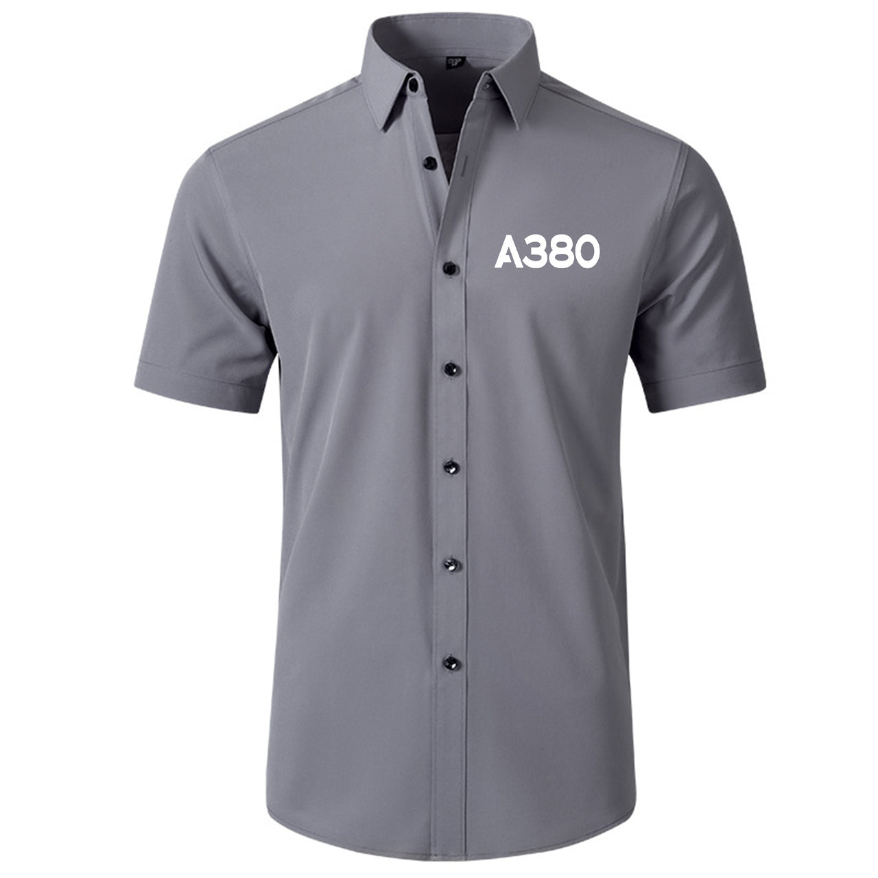A380 Flat Text Designed Short Sleeve Shirts