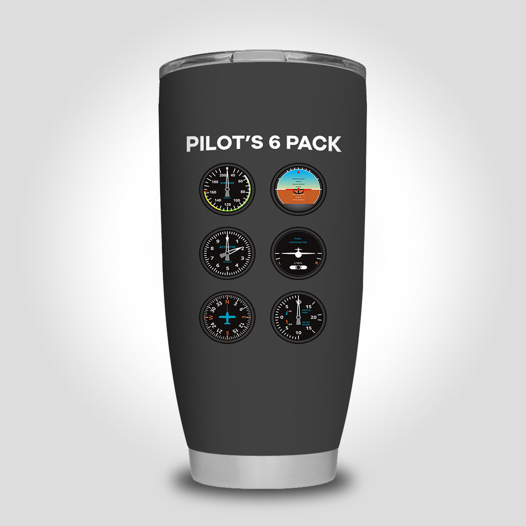 Pilot's 6 Pack Designed Tumbler Travel Mugs