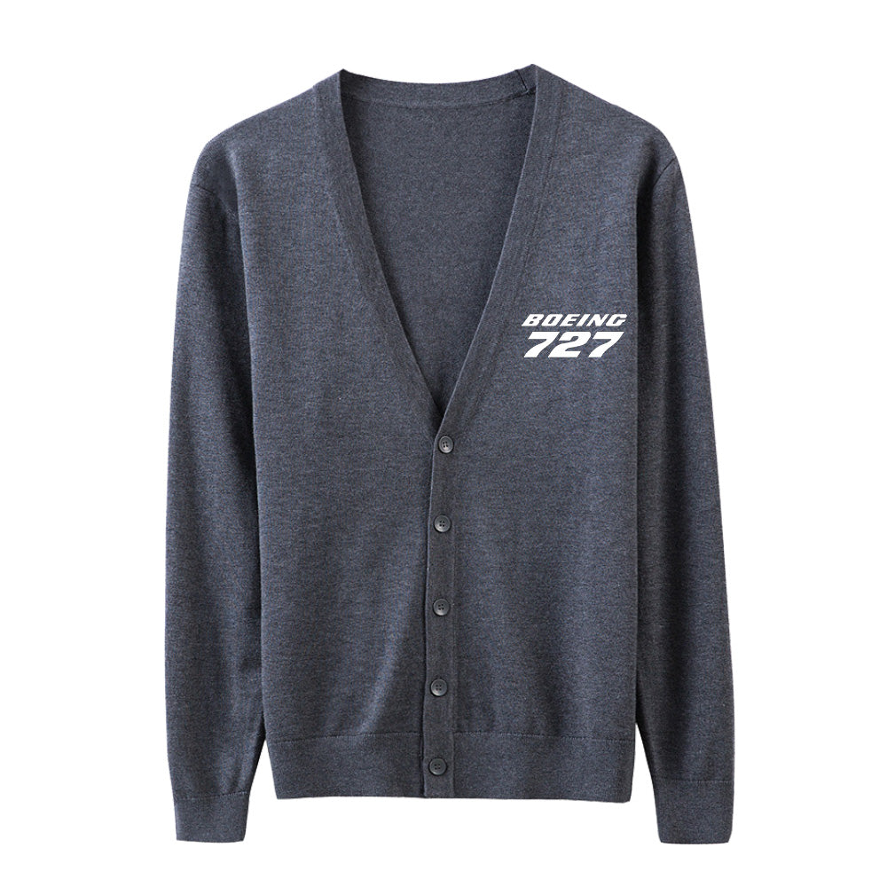 Boeing 727 & Text Designed Cardigan Sweaters