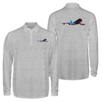 Thumbnail for Multicolor Airplane Designed Long Sleeve Polo T-Shirts (Double-Side)