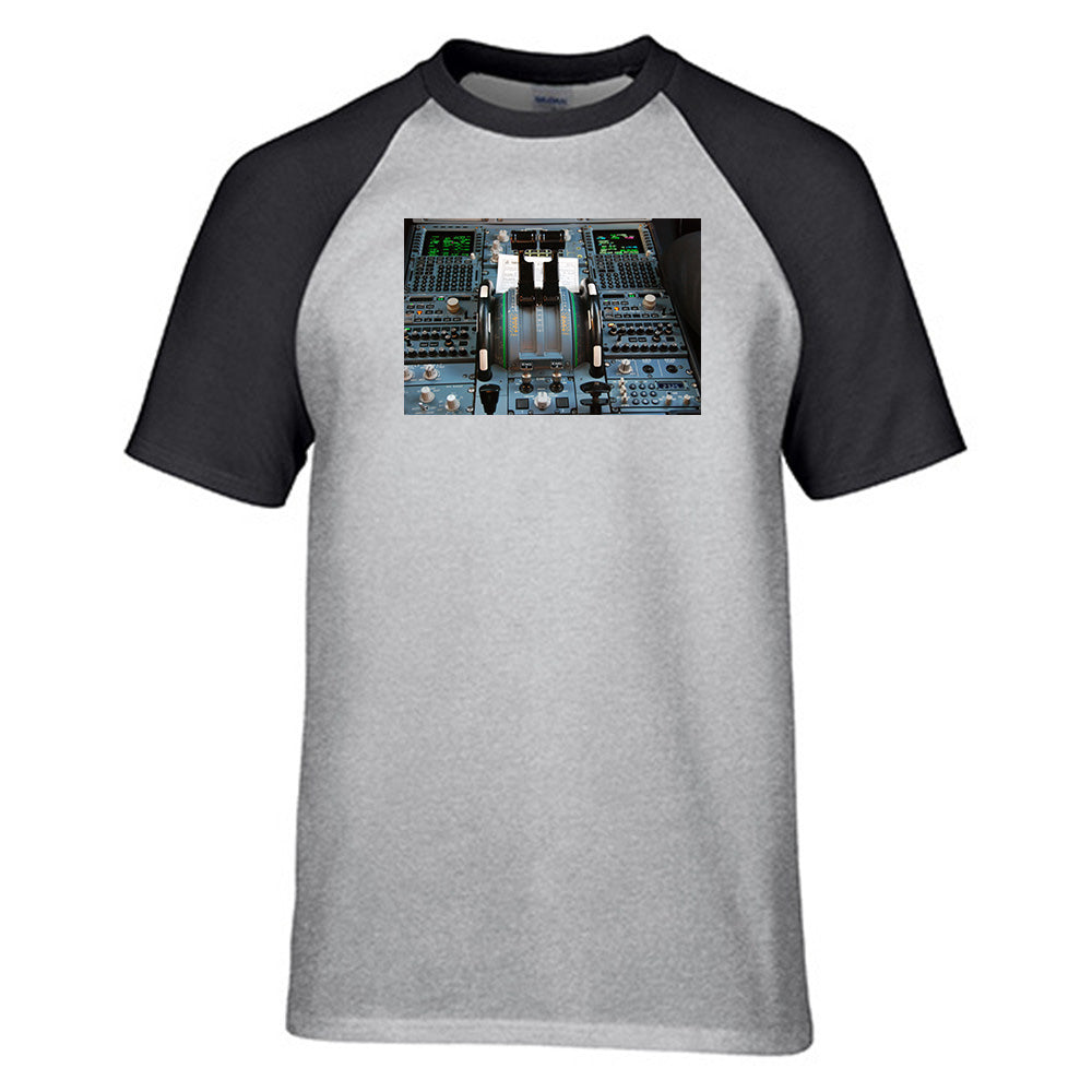 Airbus A320 Cockpit Designed Raglan T-Shirts
