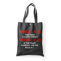 Thumbnail for Rule 1 - Pilot is Always Correct Designed Tote Bags