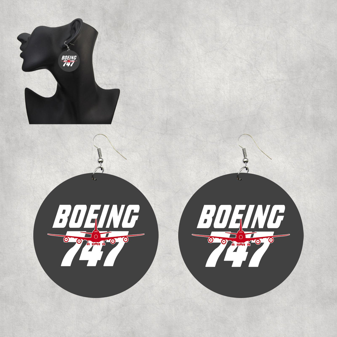 Amazing Boeing 747 Designed Wooden Drop Earrings