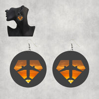 Thumbnail for Supermen of The Skies (Sunset) Designed Wooden Drop Earrings