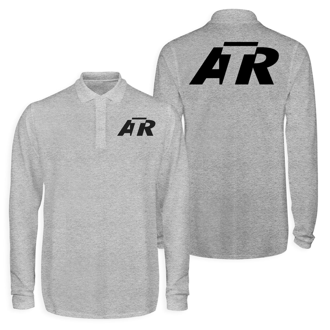 ATR & Text Designed Long Sleeve Polo T-Shirts (Double-Side)