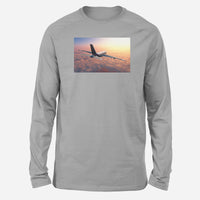 Thumbnail for Super Cruising Airbus A380 over Clouds Designed Long-Sleeve T-Shirts