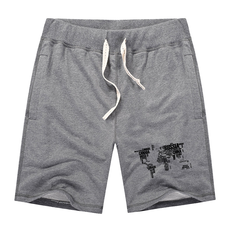 World Map (Text) Designed Cotton Shorts