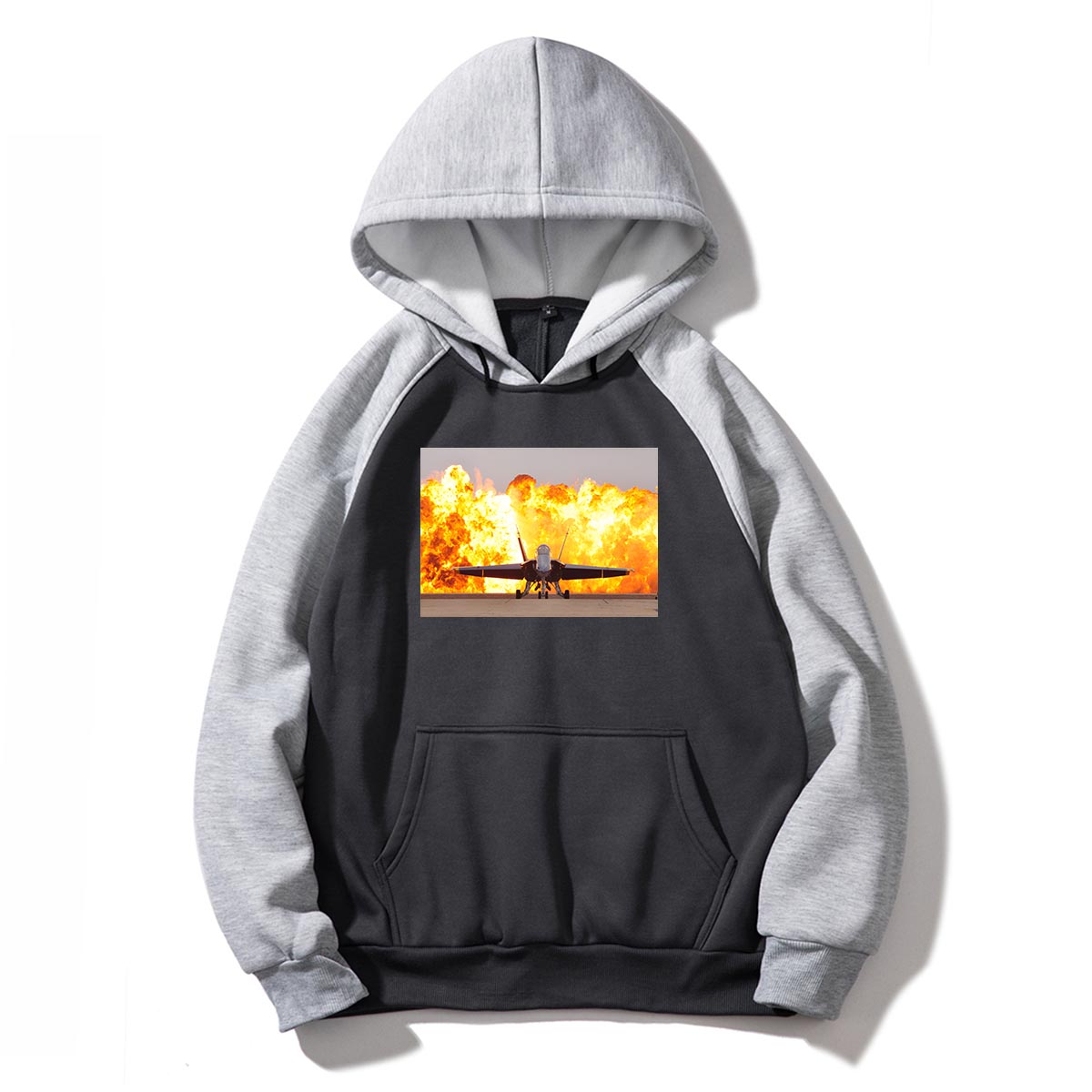 Face to Face with Air Force Jet & Flames Designed Colourful Hoodies
