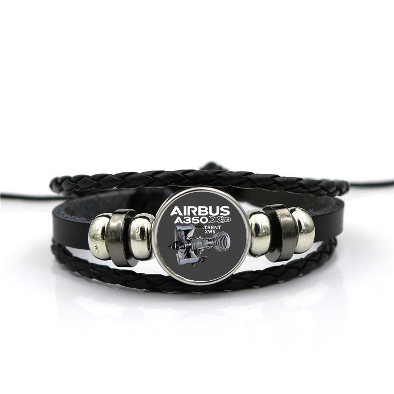 Airbus A350 & Trent Wxb Engine Designed Leather Bracelets