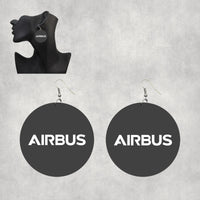 Thumbnail for Airbus & Text Designed Wooden Drop Earrings
