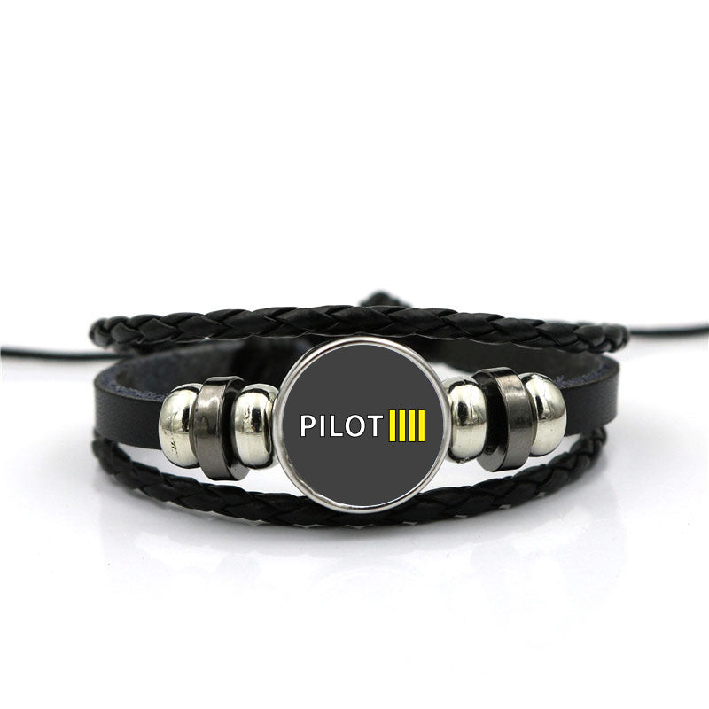 Pilot & Stripes (4 Lines) Designed Leather Bracelets
