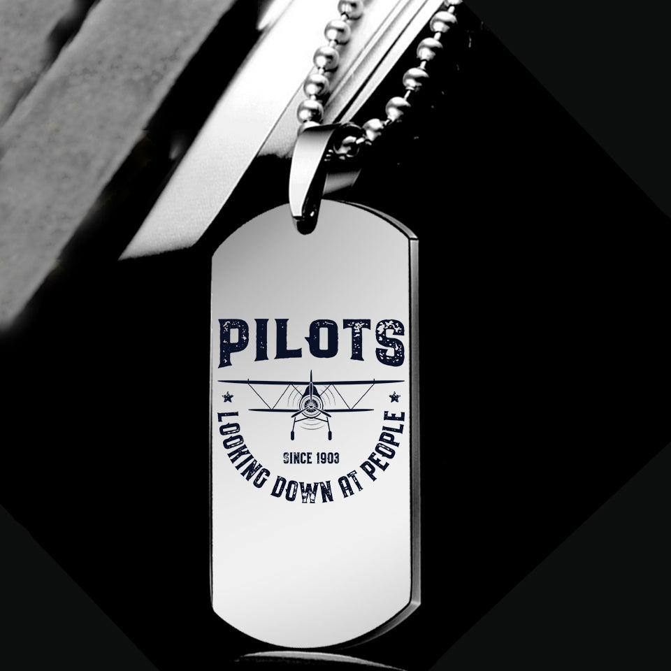 Pilots Looking Down at People Since 1903 Designed Metal Necklaces