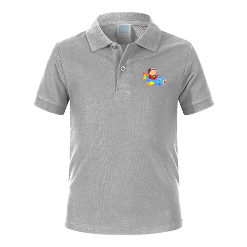 Little Boy Operating an Airplane Designed Children Polo T-Shirts