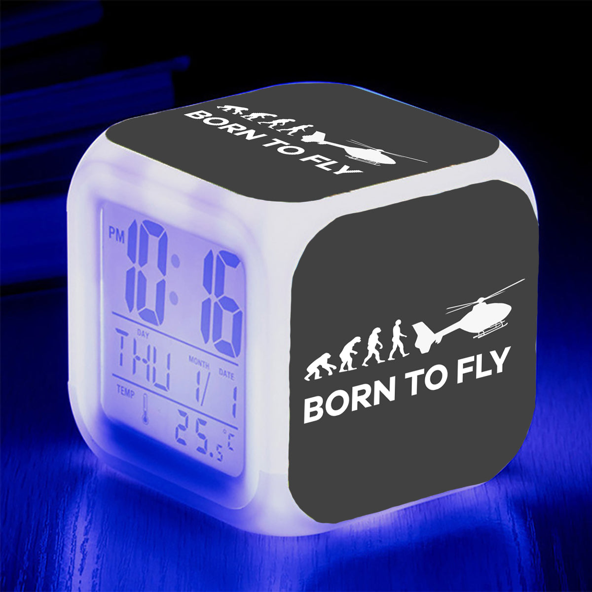 Born To Fly Helicopter Designed "7 Colour" Digital Alarm Clock