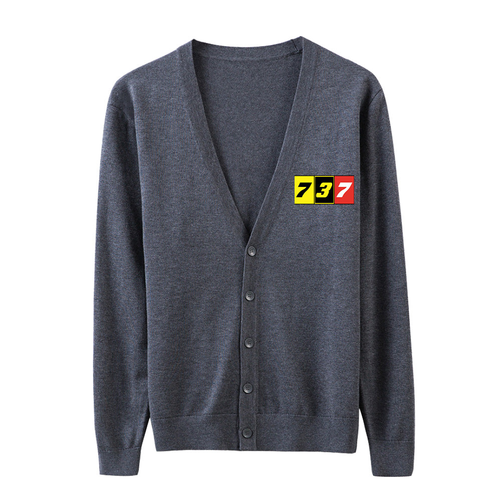 Flat Colourful 737 Designed Cardigan Sweaters