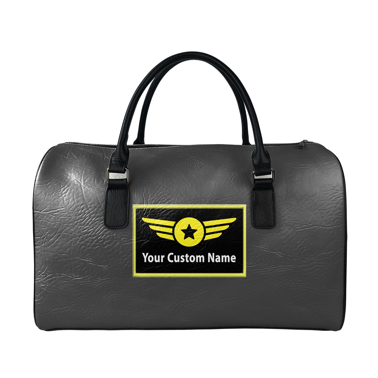 Custom Name (Special Badge) Designed Leather Travel Bag