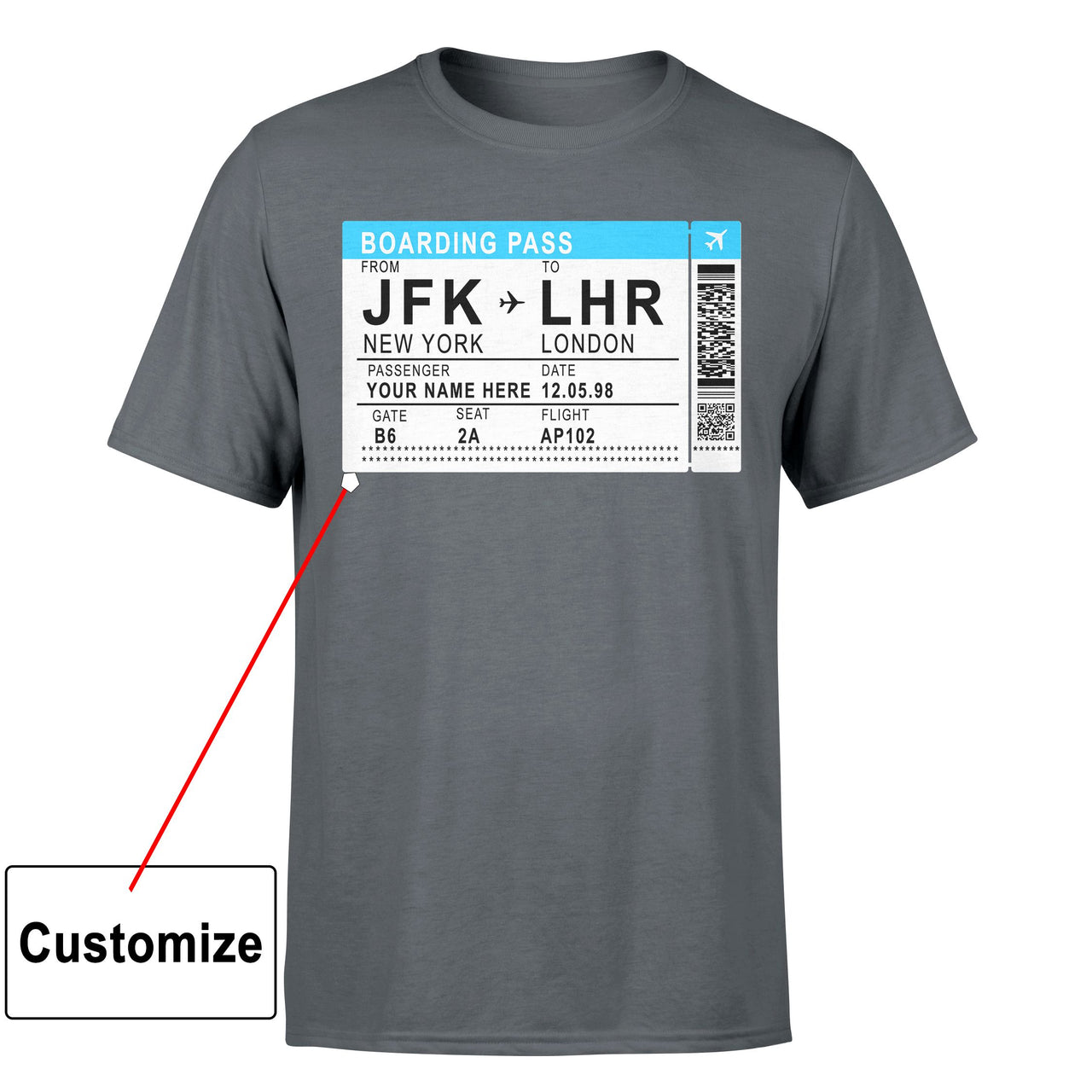 Customizable BOARDING PASS TICKET Designed T-Shirts