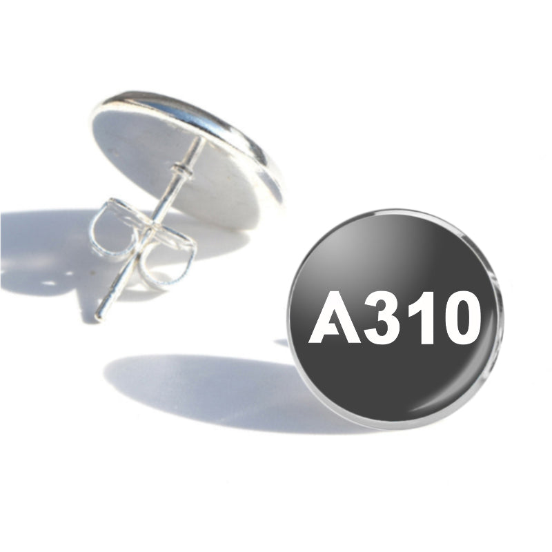 A310 Flat Text Designed Stud Earrings