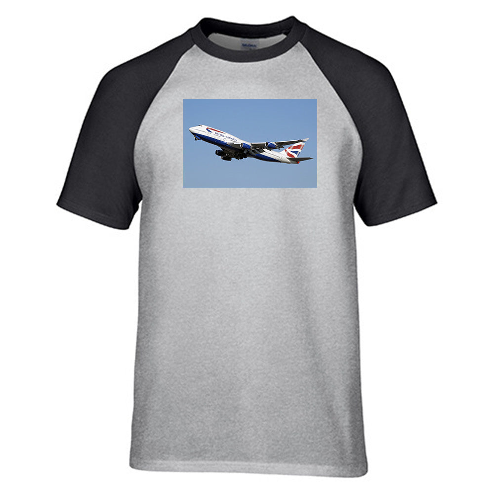 Departing British Airways Boeing 747 Designed Raglan T-Shirts