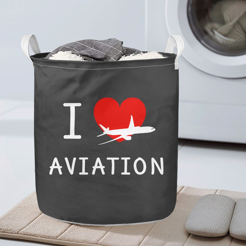 I Love Aviation Designed Laundry Baskets