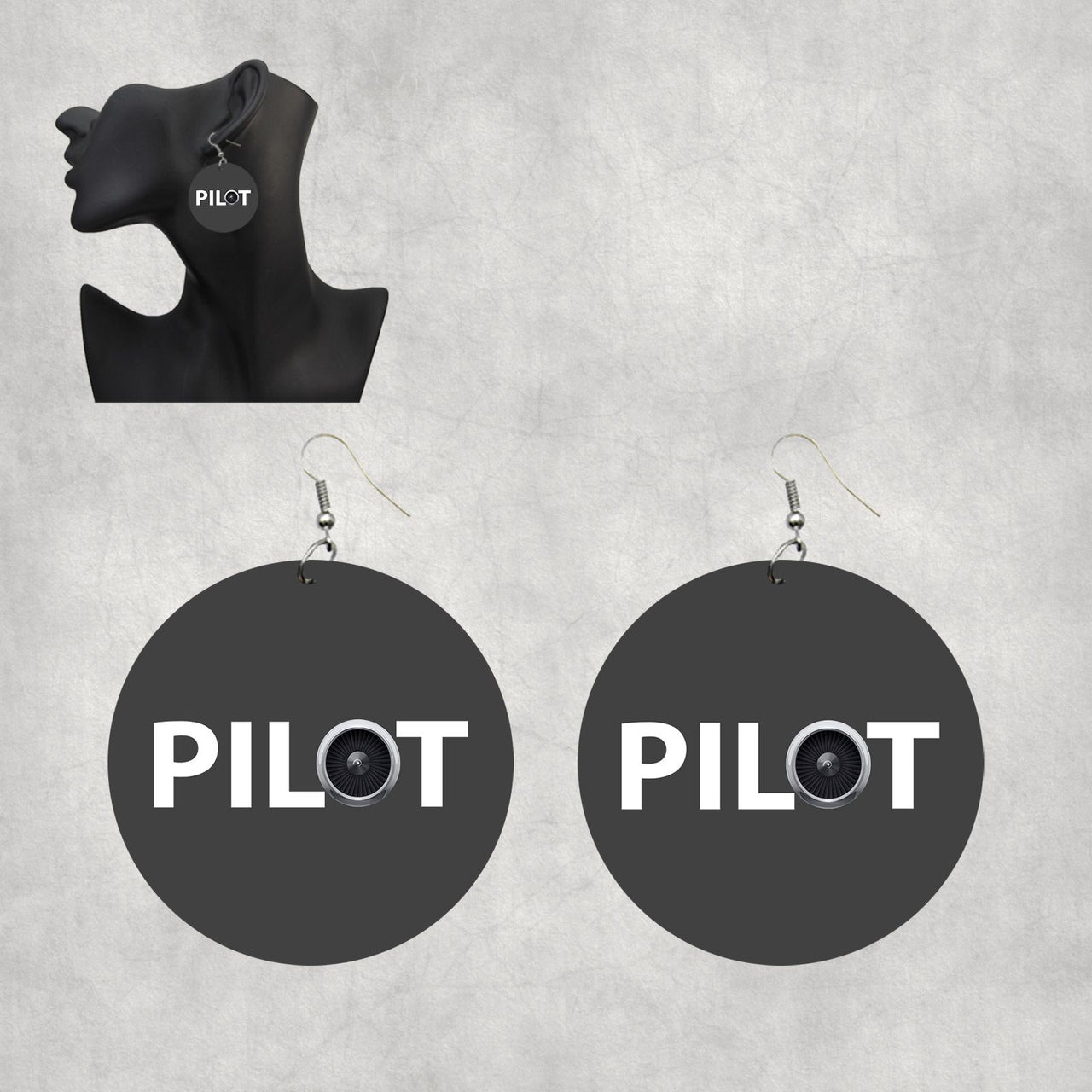 Pilot & Jet Engine Designed Wooden Drop Earrings