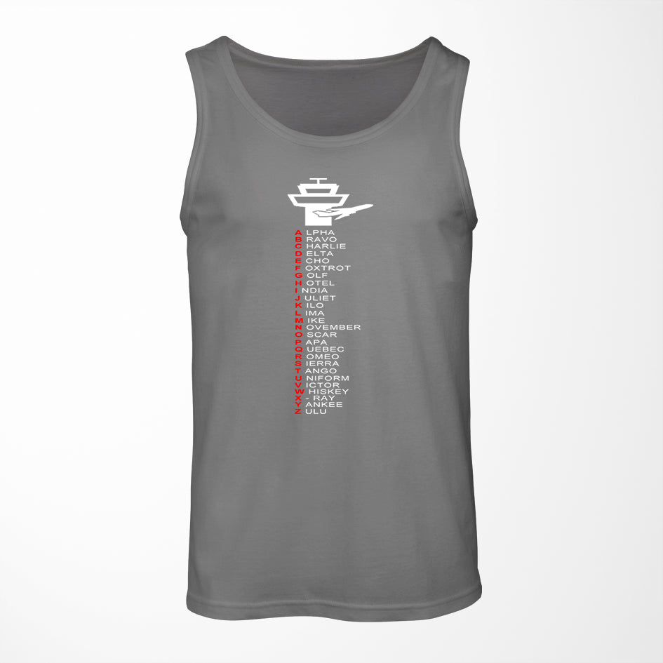 Aviation Alphabet Designed Tank Tops