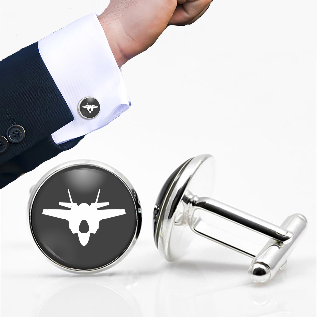 Fighter Jet 35 Silhouette Designed Cuff Links
