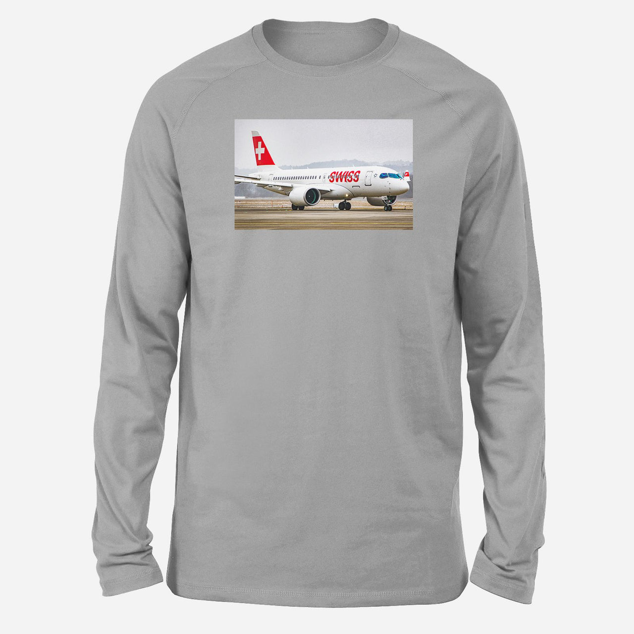 Swiss Airlines Bombardier CS100 Designed Long-Sleeve T-Shirts