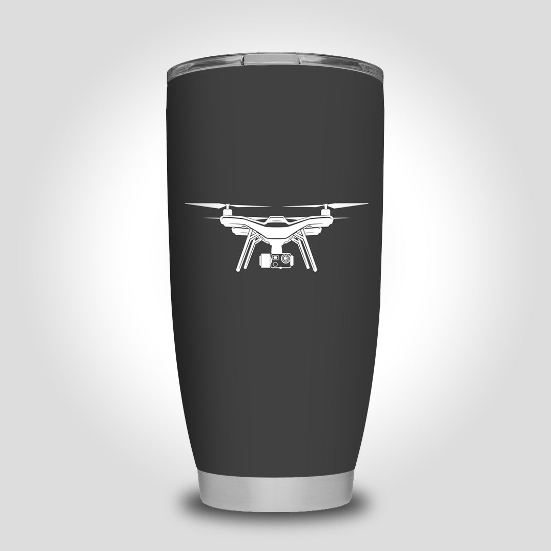 Drone Silhouette Designed Tumbler Travel Mugs