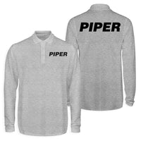 Thumbnail for Piper & Text Designed Long Sleeve Polo T-Shirts (Double-Side)