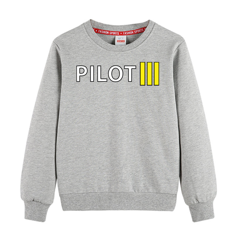 Pilot & Stripes (3 Lines) Designed "CHILDREN" Sweatshirts