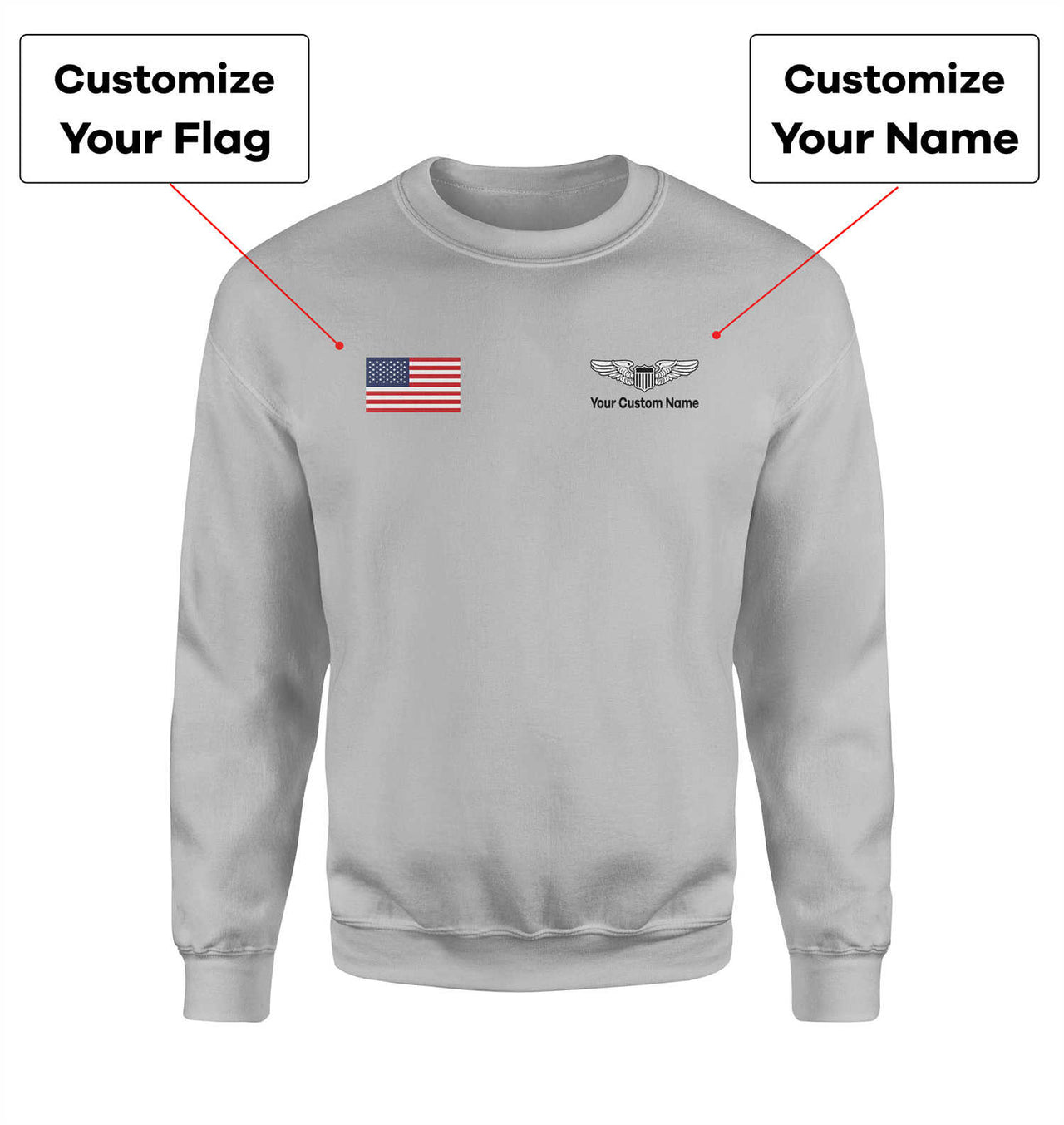 Custom Flag & Name with (Military Badge) Designed 3D Sweatshirts