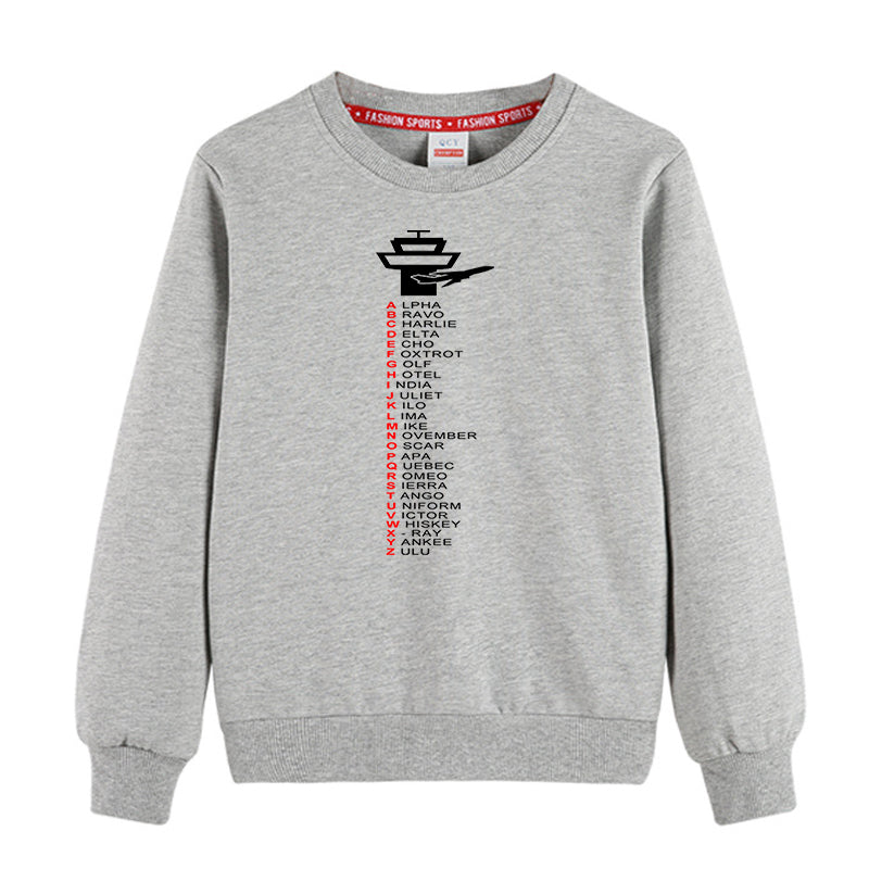 Aviation Alphabet Designed "CHILDREN" Sweatshirts