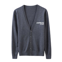 Thumbnail for Airbus A340 & Text Designed Cardigan Sweaters