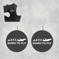 Thumbnail for Born To Fly Designed Wooden Drop Earrings