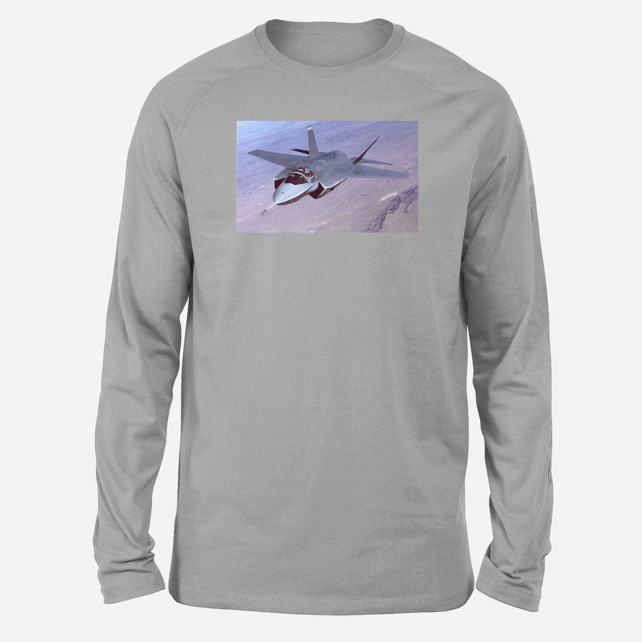 Fighter Jet 35 Captured in the Air Designed Long-Sleeve T-Shirts