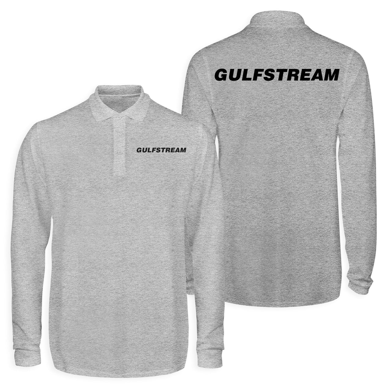 Gulfstream & Text Designed Long Sleeve Polo T-Shirts (Double-Side)