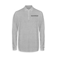 Thumbnail for Gulfstream & Text Designed Long Sleeve Polo T-Shirts