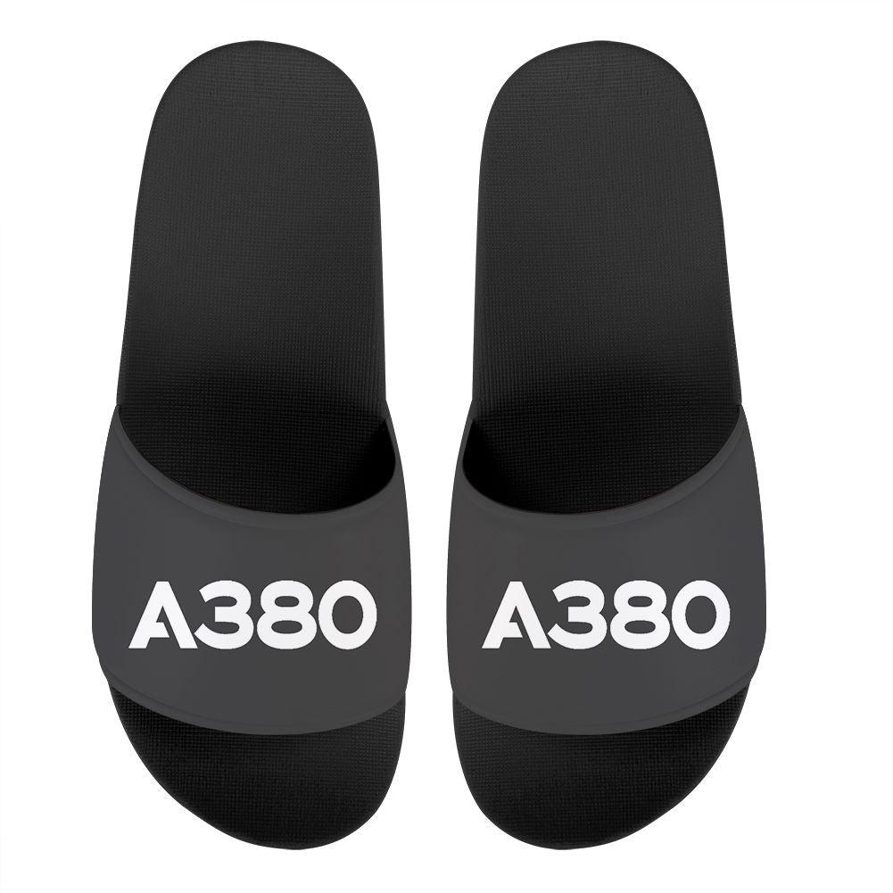A380 Flat Text Designed Sport Slippers