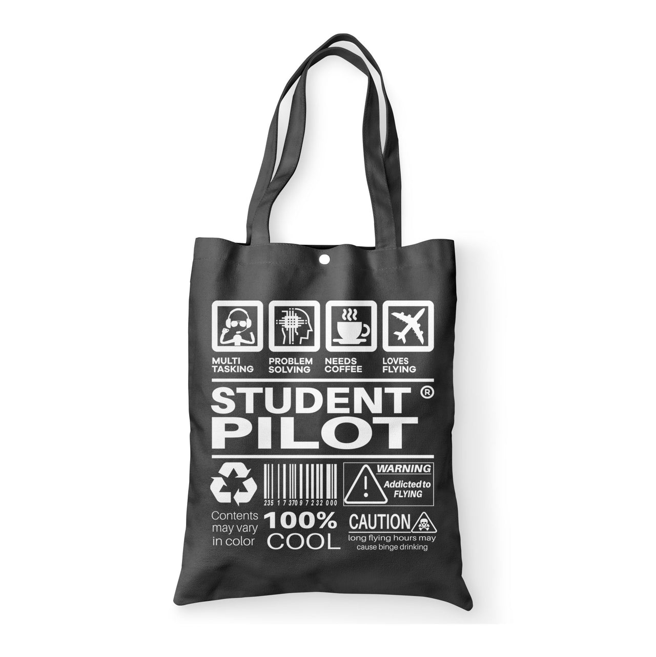 Student Pilot Label Designed Tote Bags