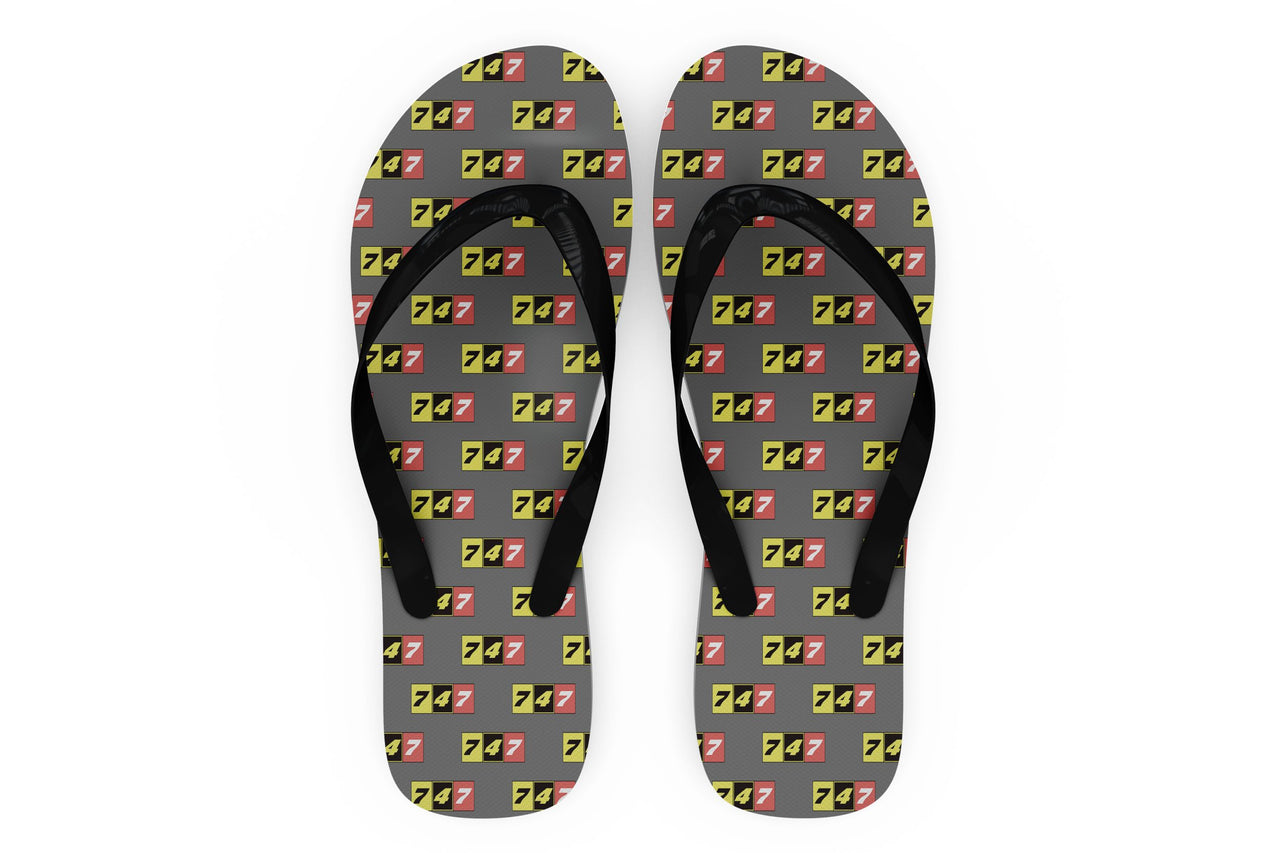 Flat Colourful 747 Designed Slippers (Flip Flops)