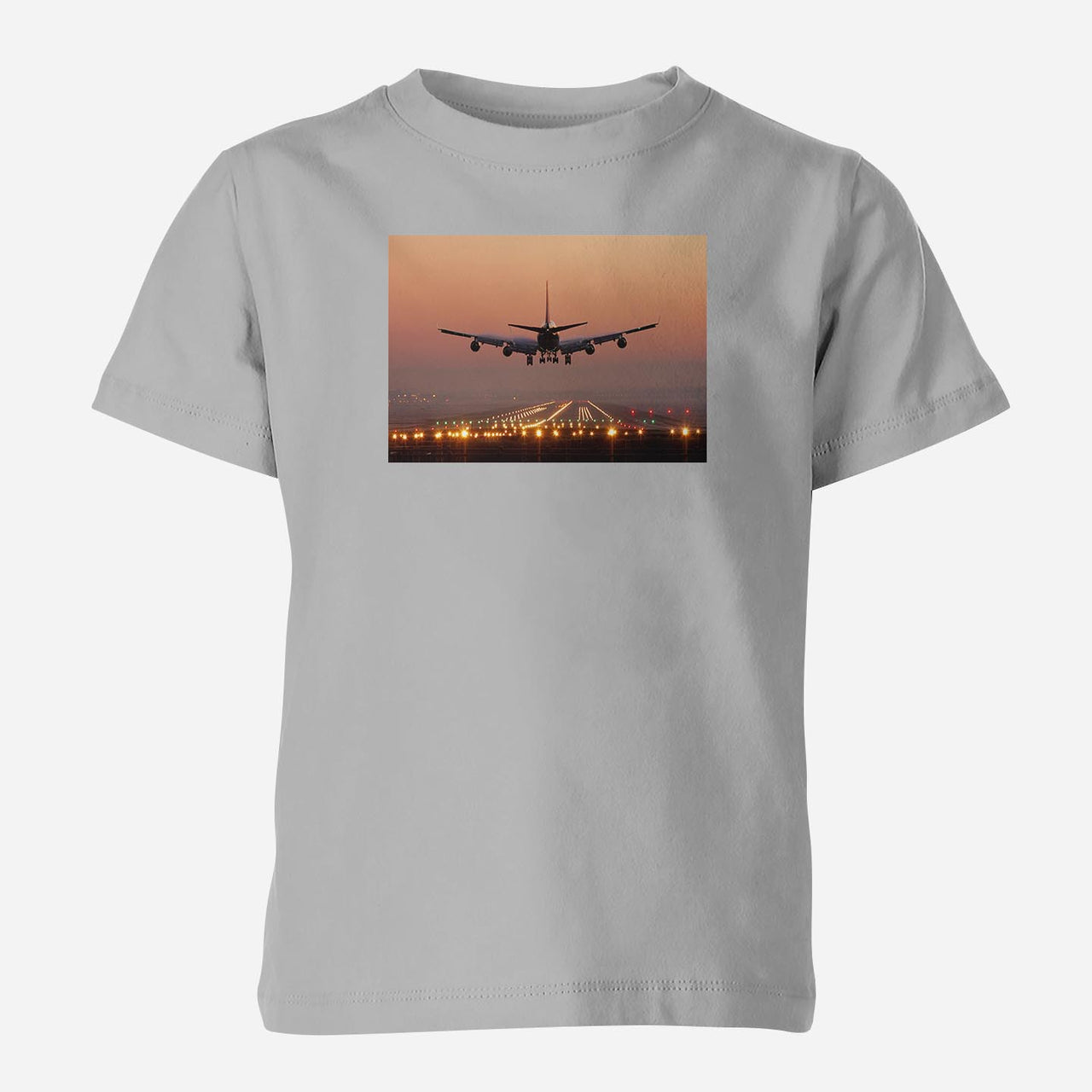 Landing Boeing 747 During Sunset Designed Children T-Shirts