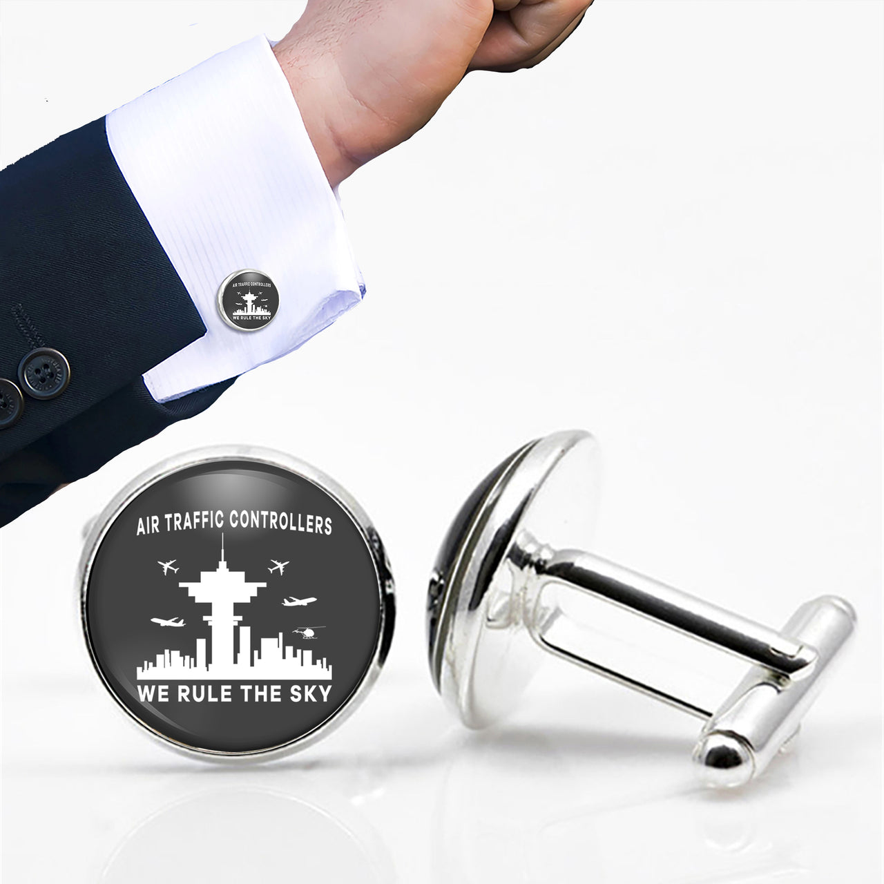 Air Traffic Controllers - We Rule The Sky Designed Cuff Links