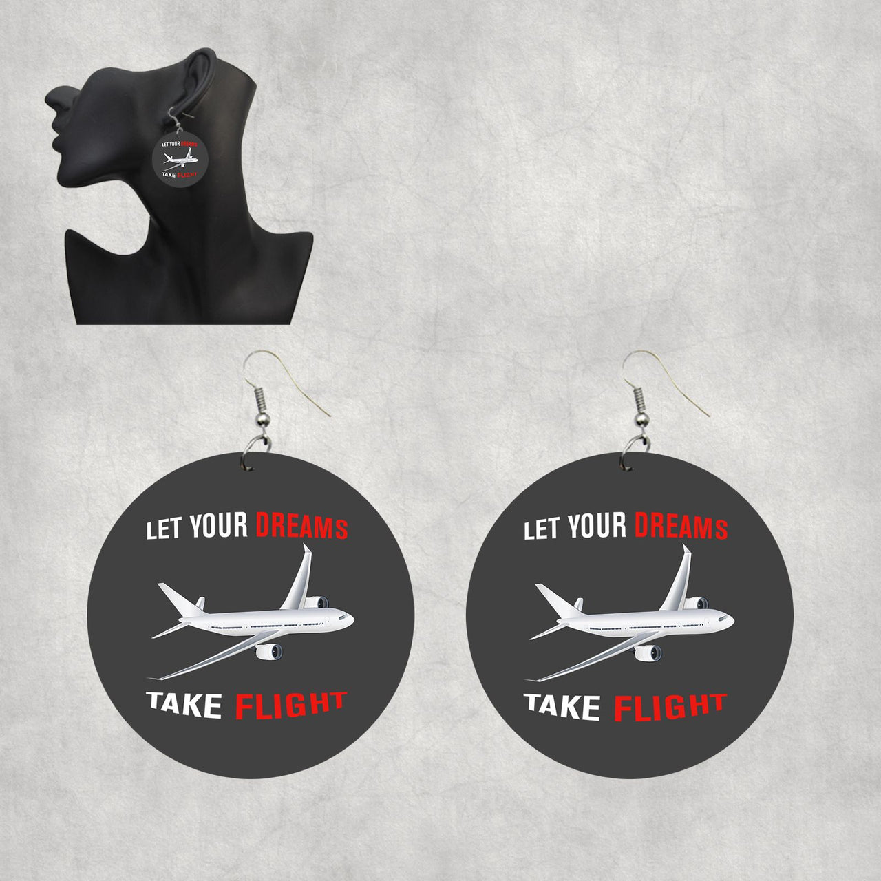 Let Your Dreams Take Flight Designed Wooden Drop Earrings