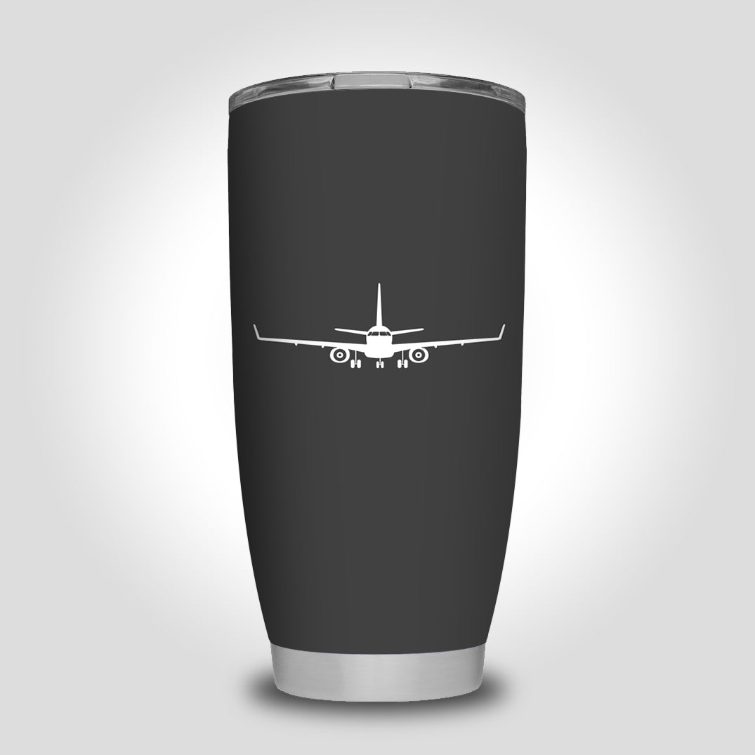 Embraer E-190 Silhouette Plane Designed Tumbler Travel Mugs