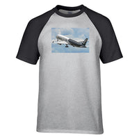 Thumbnail for Departing Airbus A350 (Original Livery) Designed Raglan T-Shirts
